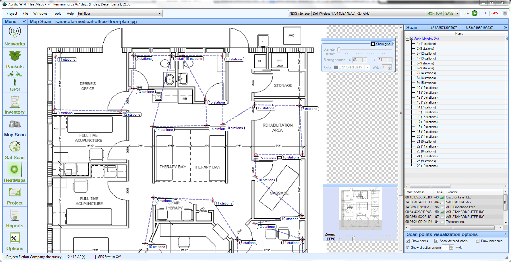 wlan site survey software, WiFi coverage for 802.11 networks