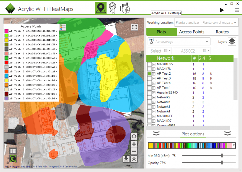 AP coverage map - Wi-Fi access point coverage