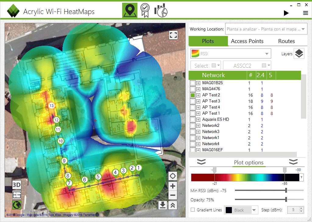 wlan heatmap  Wi-Fi coverage map with Acrylic Heatmaps