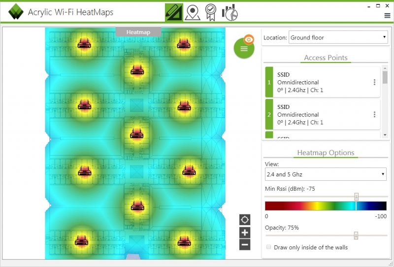 wifi planning, Design and locate access points in a simulation.